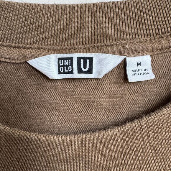 Uniqlo U Crew Neck Long-Sleeve T-Shirt with Front Pocket Brown Size Medium - Picture 2 of 4